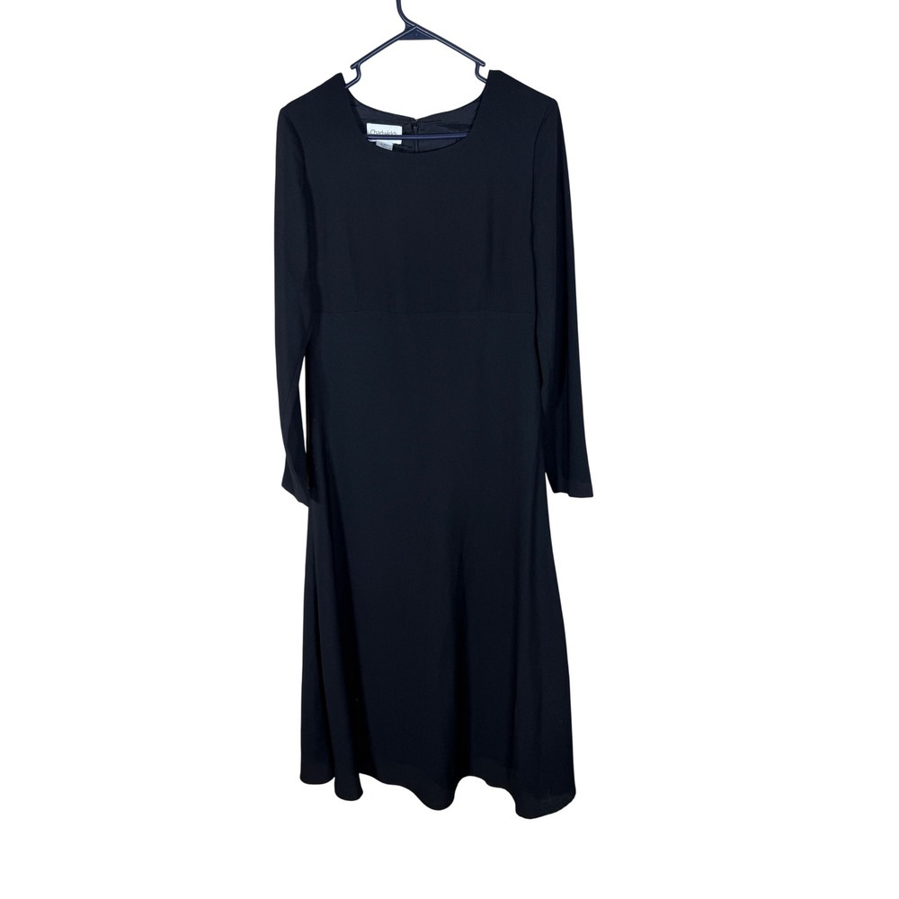 Chadwicks Womens Black Empire Waist Long Sleeve Maxi Dress Size 10